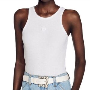 Sandro White Waffle Tank Top Small 2